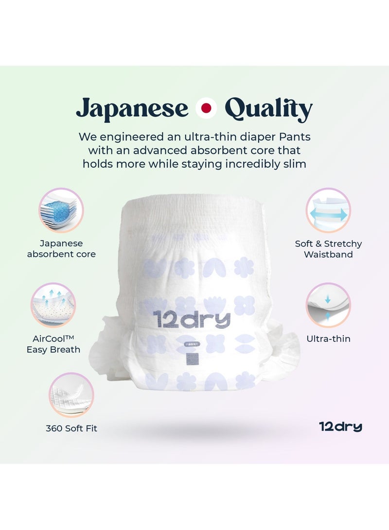 12dry Pants premium baby care Size 4, Pack of 4, 9–14 Kg, 124 Count – Ultra-Absorbent, Thin & Breathable, Eco-Friendly Baby Pants with Soft Elastic Waistband - Image 2